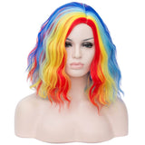 Short Bob Wigs for Women Wavy Curly Hair Wigs Side Part Heat Resistant 14inch Wavy Bob Wigs for Daily Cosplay Party Nightclub Costume