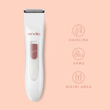 Andis 24630 Women's Lithium-ion Electric Personal Trimmer -Cordless Lightweight 6-piece Home Kit, White