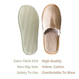 Spa Slippers - 10 Pairs Closed Toe Non Slip Disposable Hotel Slippers for Men and Wowen - Thick Soft Cotton Velvet Washable House Slippers Perfect for Guests,Bathroom,Spa,Travel,Wedding - Beige