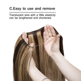 Hidden Invisible Crown Human Hair Extension Highlight One Piece Secret Miracle Wire in Hairpieces Highlight Remy Hair Translucent Fish Line Headband 60g 16'' #4P27 Medium Brown mix Dark Blonde