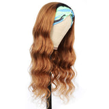 1B/30 Brown Body Wave Human Hair Headband Wig 1 Piece, Ombre Blonde Brazilian Virgin Hair Dark Root with None Lace Front Wigs for Black Women (16", 1B/30, Body)