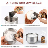 Faux Badger Shaving Brush Set with Black Holder Stand Travel Case Tube Anbbas 3IN1 Unique Wooden Handle Foam Brush Shaving Kit for Men Wet Shave