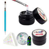 Minejin Nail Art  Rhinestone  Builder Glue Soak Off UV Gelfor Gem Stones Jewelry Diamond Beads 8ml With Sequins And Pen Tool
