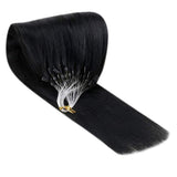 12 Inch Micro Ring Hair Extensions Human Hair Hetto 50Strands #1 Jet Black Remy Micro Beads Link Beads Hair Extension