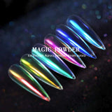 Ice Transparent Aurora Nail Powder - PrettyDiva 6 Colors Christmas Jelly Neon Rainbow Laser Chameleon Powder with Multi Chrome Mirror Effect Iridescent Pigment Glitter Fairy Dust Nail Art Decorations