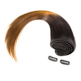 Feelgrace Clip in Hair Extensions Straight Hair for Women, 1B/30 Real Human Hair Double Weft Thick to Ends Clips ins Hair Extension, 1B/Brown Clip in Straight Hair Extension (18 inches)