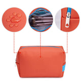 WANDF 3 Pieces Makeup Bag PU Leather Toiletry Bag Portable Cosmetic Pouch Water-resist Travel Organizer for Women (Red)