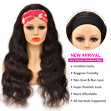 Whitney Body Wave Headband Human Hair Half Wigs with Headband Attached No Lace Front Wigs Machine Made Quick Wigs for Black Women Easy Wear Wigs 150% Density Brazilian Virgin Human Hair Natural Color 16 Inch