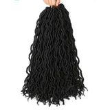 Wavy Gypsy Locs Ombre Crochet Hair 18" 6 Packs/Lot Godness Faux Locs 100% Kanekalon Fiber African Roots Dreadlocs Curly Synthetic Braiding Hair Hair Extensions (1B#, 18 inch)