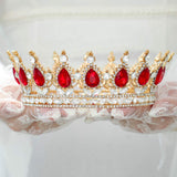 Fairyu Baroque Queen Crown and Tiaras Sparkly Rhinestone Wedding Crown Royal Tiaras for Women and Girls (Red)