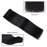 Real Clip in Hair Extensions Black 8 Pieces - Premium Womens Straight Double Weft Thick Remy Hair Extensions Clip in on Human Hair for Long Hair (16" / 16 inch, #1, 102 grams/3.6 Oz)