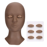 Bepholan Mannequin Head Replaced Eyelids Silicone Training Mannequin Head Lash Extension Supplies with 4 Pairs Replaced Eyelids Makeup Soft-Touch Rubber Practice Head-Black