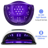 UV LED Nail Lamp, 108W UV LED Nail Dryer for Gel Polish with Large Space for 2 Hands, 4 Timer Setting, Automatic Sensor Salon Curing Lamp for Professional Fingernail and Toenail Art