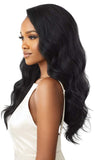 Outre QUICK WEAVE New Half Wig Cap Full Volume Long Body Wave Premium Synthetic High Heat Resistant 60 Seconds Self Style Instant Transformation - LYNDI (1B)