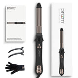 Prizm 1 Inch Wavy Professional Rotating Curling Iron, Nano Titanium Auto Spin Curling Wand Hair Curler with 11 Adjustable Temps 250°F to 450°F, Anti-Scald & Dual Voltage, Golden