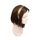 1 Inch Gold Etched Diamond Headband - Purple