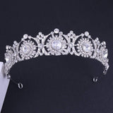 GETNOIVAS Crystal Bride Diadem, Royal Wedding Crown, Rhinestone Hair Jewelry Decor for Women Ladies Little Girls Bridal (Silver)