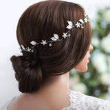 Yean Bride Wedding Hair Vine Headband Gold Leaf Bridal Accessories for Women (Silver)