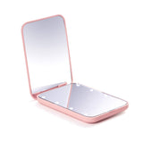 Travel Mirror, Portable LED Lighted Makeup Mirror- Small Compact Mirror for Pocket, Folding Mini Compact Travel Mirror 1X & 2X Magnification (Pink)