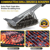 GRILLME Grill Brush with Nylon Bag and Attached Scraper, 18 Inches Sturdy Handle