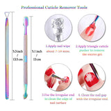 Tingbeauty 6 PCS Cuticle Pusher Remover Kit Professional, Stainless Steel Double Ended Manicure and Pedicure Tools Set for Nails Care Beauty Clean Fingernails Toenails with Storage Case (Chameleon)