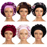 6 Pack Satin Sleep Cap for Women Soft Elastic Wide Band Hat Night Sleeping Head Cover for Good Sleeping (Normal Size)