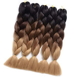 VERVES Synthetic Braiding Hair Kanekalon Hair Ombre Twist Braiding Hair High Temperature Hair Extensions 5Pcs/Lot 100g/Pc 24" (60CM) (Black-dark brown-light brown) …