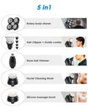 5 in 1 Bald Head Shaver for Men with IPX7 Waterproof Technology, LCD Display and Fast Charging, Grooming Kit Head Shaver, Beard and Nose Hair Trimmer, Hair Clipper(Sliver)