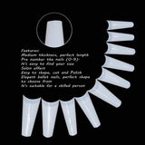 Vcedas Fake Nail Coffin Shape Long 500PCS Clear/Natural False Nails Tips Lady French Style 10 Sizes Half Cover False Nails Artificial for DIY Nail Salon Art（1000PCS）