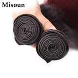 Misoun Hair Ombre Brazilian Virgin Body Wave Hair One Bundles 18inch Weaves Two Tone Black to Burgundy Color Human Hair Weaving(1B/99J,18")