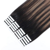 Sixstarhair Silky Straight Beautiful Balayage Color New Trend Tape in Hair Extensions Dark Brown Fading to Chestnut Brown Remy Human Hair Ombre and Piano Colors [Color B2-6 16inch]