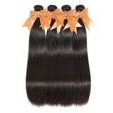VRVOGUE Brazilian Straight Human Hair Bundles (16" 18" 20") 100% Unprocessed Virgin Brazilian Human Hair Weave Extensions Natural Color