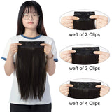 18"-24" Clip in Hair Extensions 4Pcs 11Clips Curly Thick Full Head Double Weft Clip on Synthetic Hair Extension Straight Hairpieces for Women Dark Brown