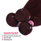 Aigemei Peruvian Wine Red Straight Human Hair 3 Bundles Unprocessed Virgin Human Hair Weave for Black Women (10''12''14'',Burgundy Color 99J)