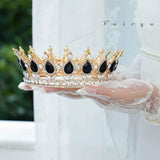 Fairyu Baroque Queen Crown and Tiaras Sparkly Rhinestone Wedding Crown Royal Tiaras for Women and Girls (Black)