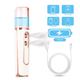 Nano Facial Mister, Double Hole Portable Facial Moisturizing Tool for Skin Care Cool Mist Nano Steamer Waterproof Handy Face Sprayer [White]