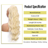 Earfodo Blonde Wavy Ponytail for Women Long Darwstring Ponytail Extension Clip in Hairpiece 24" Natural Looking