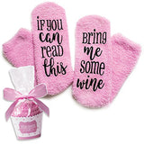 cinch! Luxury Wine Socks with Cupcake Gift Packaging with If You Can Read This