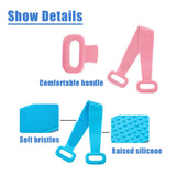 Back Scrubber for Shower,Extra Long silicone Bath Body Brush for Wet or Dry Brushing Exfoliating Skin and A Soft Scrub, Easy to Clean Body Comfortable Massage for Shower 2PCS （Blue and pink）