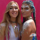 Aularso Bindi Mermaid Face Gems with Chest Gems Rhinestones Face Jewel Rave Party Crystal Face Stick on Eyes Face Body Fit for for Women and Girls