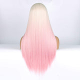 izhenwo Long Straight Blonde Wigs Ombre Light Pink Glueless Synthetic Wig for Women Girls,Heat Resistant Replacement Hair Cosplay Daily Wear Ombre Color (R-pink)