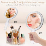 Gotofine Double Sided 1x - 7X Magnification Hand Held Makeup Mirror with Stand,Clear (7X)