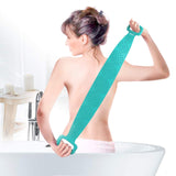 HEETA Soft Silicone Back Body Scrubber Exfoliating Shower Bathing Brush with Handle, Deep Clean SPA Massage Skin Care Tool, for any Skin, Improve Women Men Blood Circulation(80cm/31.5in Green)