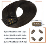 15In Clip in Hair Extensions Human Hair Classic Dark Brown Silky Straight Thickened 100% Remy Brazilian 8A Grade For Women 70g7pcs(15In#2)