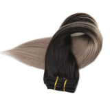 Full Shine Clip in Extensions Remy Hair 18 Inch Human Hair Clip in Color 1B Fading to Color 18 Blonde Balayage Remy Hair Clip Extensions 10 Pcs 120 Gram Dip Dyed Extensions