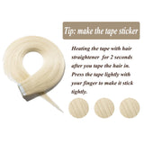 16 18 20 22 Inch Tape in Human Hair Extensions 100% Remy Straight Human Hair Professional Seamless Tape Skin Weft Extensions 40pcs 80g/pack Platinum Blonde (16'',#60)+ 20pcs Free Tapes