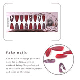 Gangel Red Matte False Nails Xmas Fake Nail Full Cover Christmas Long Fake Nails Snow Deer Acrylic Press on Nails Daily Wear Gifts for Women and Girls 24Pcs (RED2)