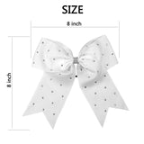 8 Inch Jumbo Cheerleader Bows with Rhinestones Ponytail Holder Cheerleading Bows Hair Tie 6 Pcs College (Black)