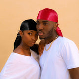 Vidsel 3Pcs Headwraps Silky Durags for Men with 1 Wave Cap,Black Wave Durag