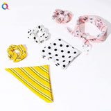 DINPREY 12Pcs Bandana Hair Scarf Scrunchies Chiffon Bowknot Scarf Hair Ties 3Pcs Floral Scrunchies Ponytail Holder with 4Pcs Stripes, 5Pcs Dots Pattern Ribbon Hair Scrunchy (Stripes, Dots, Floral A)